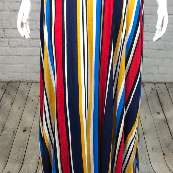 0X 2X 3X INC Colorful Striped Surplice Maxi Dress - Picture 3 of 6